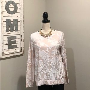 Loft jacquard floral L/S top